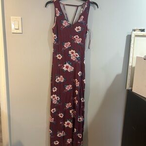 Pink Republic Burgundy Floral Maxi Dress size small
